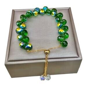 Green Swarovski Beaded Bracelet